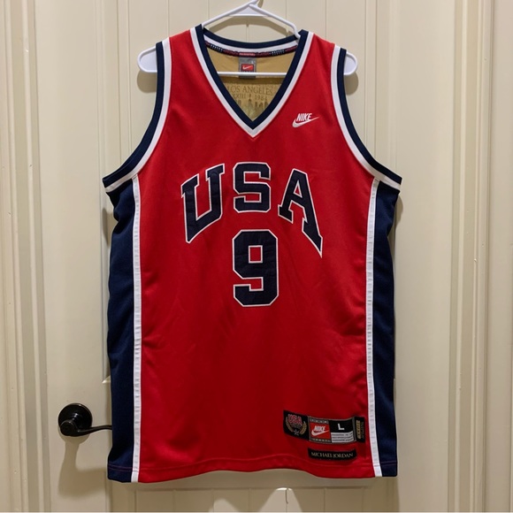 Michael Jordan Nike 1984 OLYMPIC AWAY JERSEY LARGE RED AUTHENTIC RARE - Picture 3 of 13